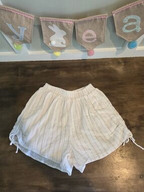 Aerie Women’s Lightweight Ivory Stripe Shorts. Size Small